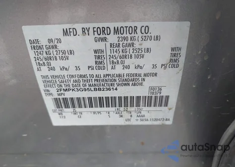 2020 Ford Edge Se from USA, damaged, VIN 2FMPK3G95LBB23614